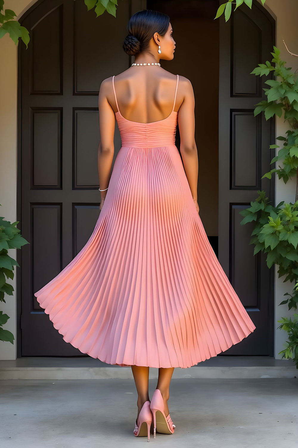Sunset A-Line Chiffon Pleated Long Bridesmaid Dress