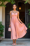 Sunset A-Line Chiffon Pleated Long Bridesmaid Dress
