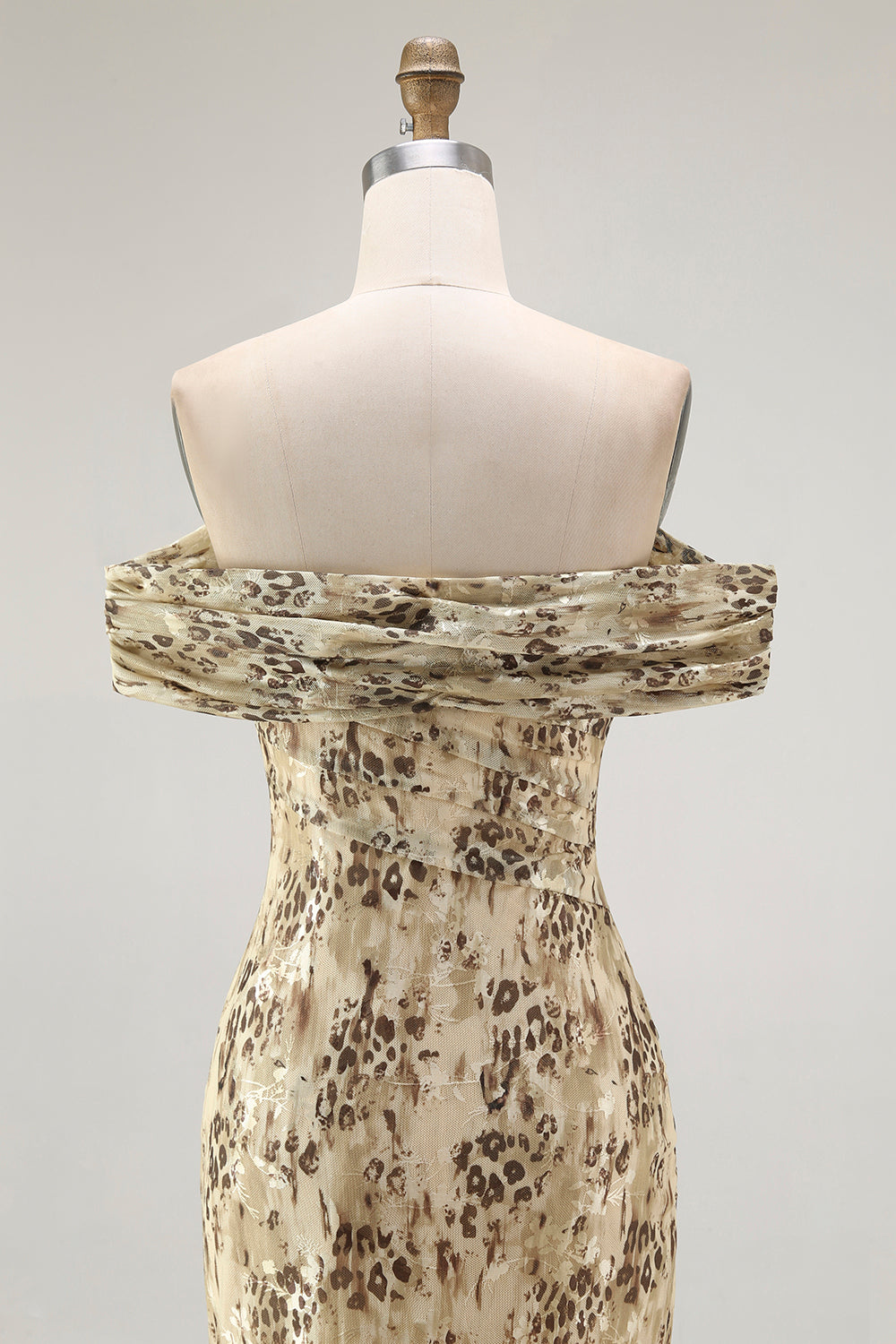 Champagne Flower Sheath Off The Shoulder Wedding Guest Dress