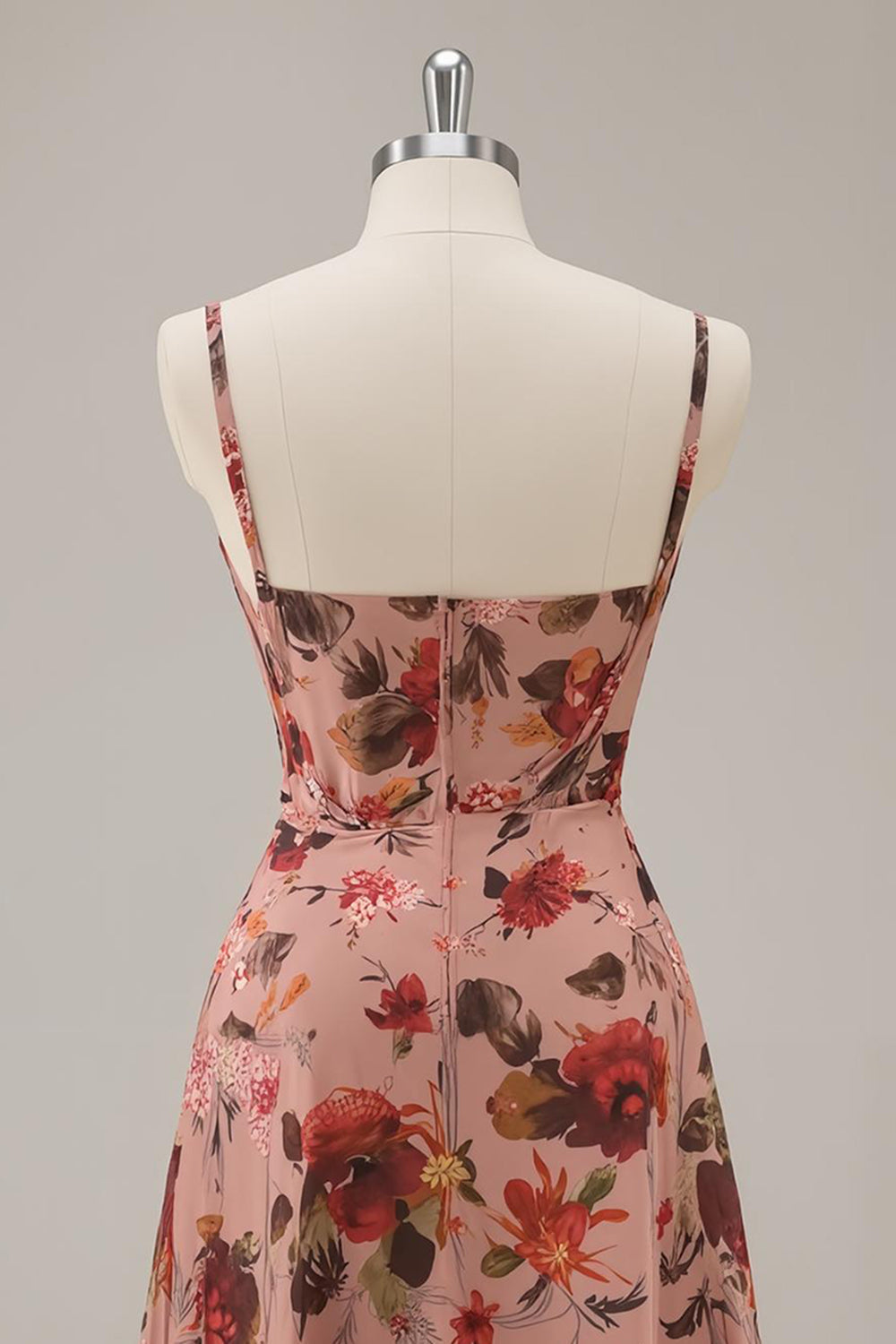Printed A Line Dusty Rose Corset Cocktail Dress