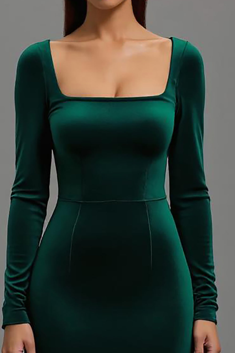 Mermaid Dark Green Velvet Long Sleeves Holiday Party Dress