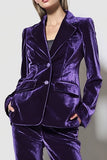 2 Piece Velvet Dark Purple Notched Lapel Business Suits
