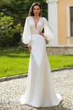 Ivory Long Sleeve Mermaid Beaded Wedding Dress
