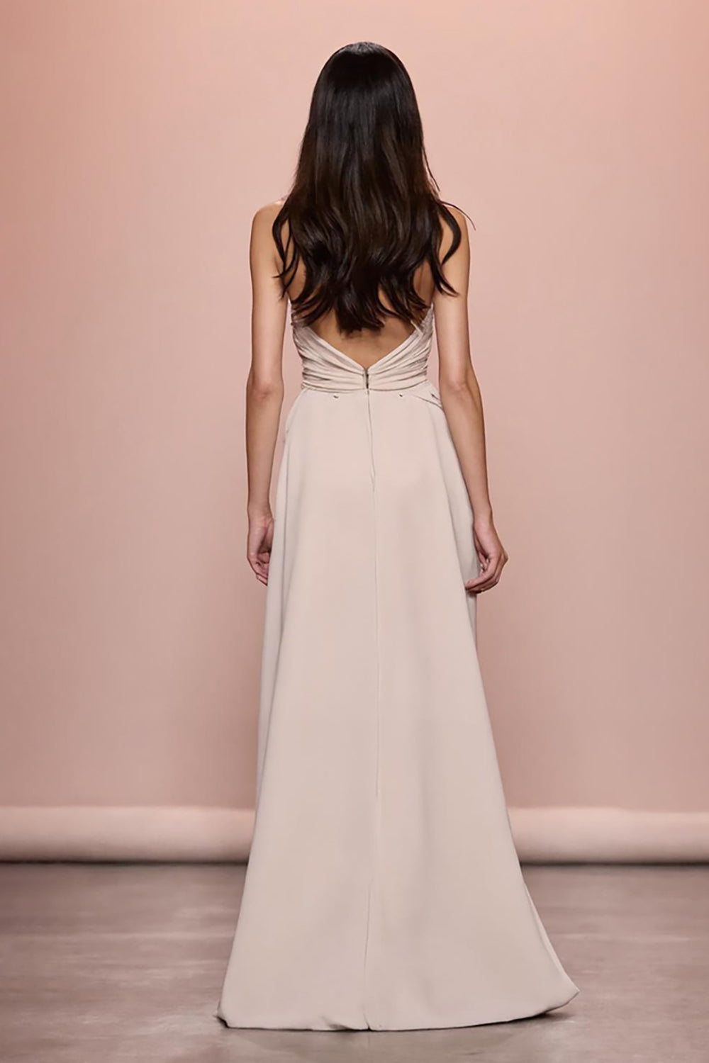 Ivory Sheath Satin Ruched Evening Dress With Slit