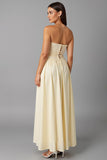Simple Chiffon Daffodil Strapless A-Line Evening Dress