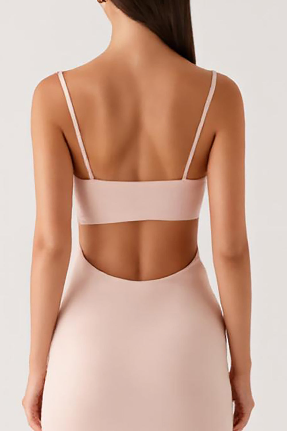 Apricot Chiffon Spaghetti Straps Sheath Long Evening Dress