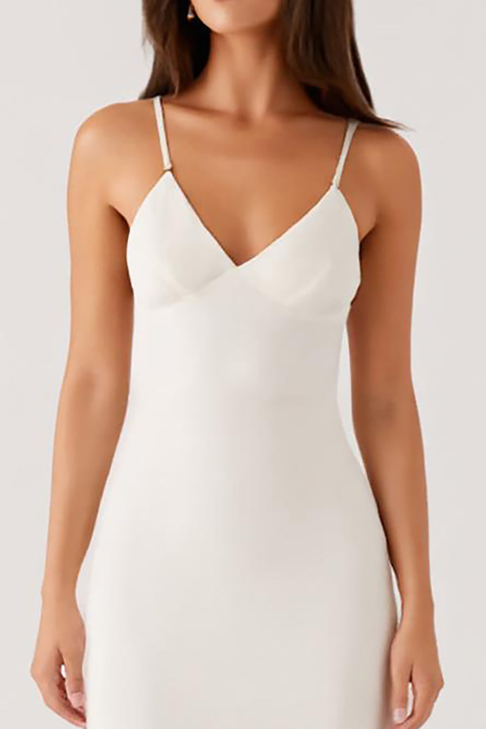 Sheath Ivory Spaghetti Straps Long Evening Dress