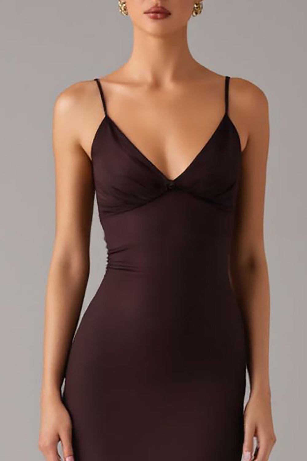 Brown Mermaid Spaghetti Straps Formal Dress
