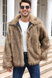Black Fluffy Faux Fur Winter Men's Coat