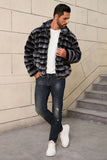Dark Grey Straps Faux Fur Short Winter Men's Coat