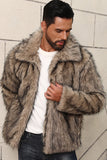 Grey Faux Fur Short Winter Men's Coat