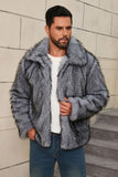 Grey Faux Fur Short Winter Men's Coat