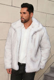 Grey Faux Fur Short Winter Men's Coat