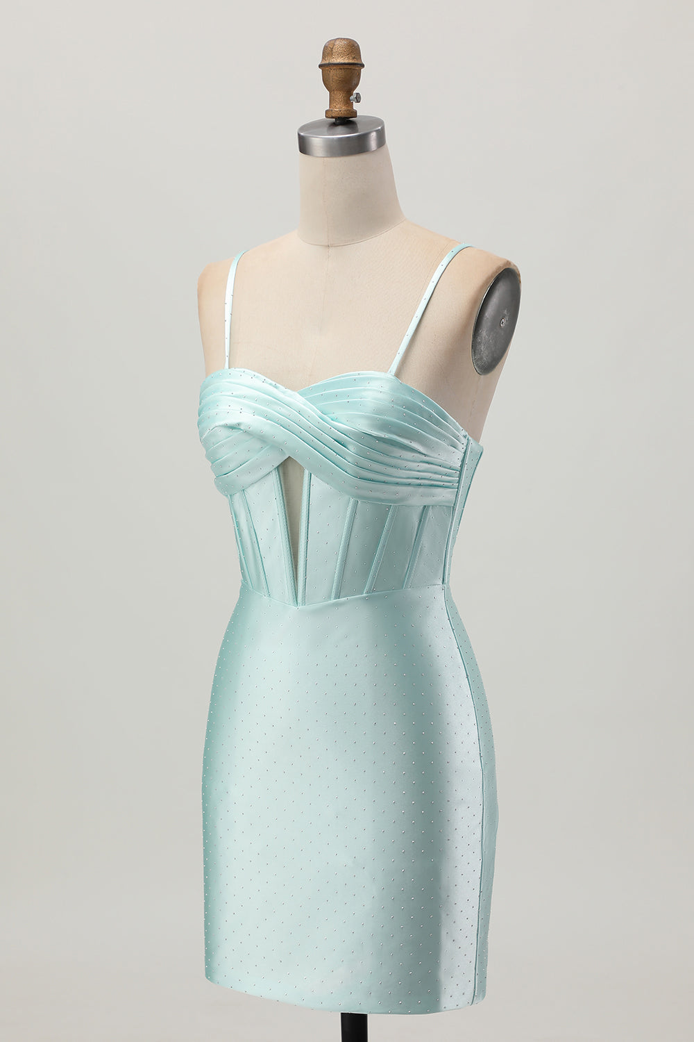 Light Green Bodycon Corset Cut Out Beaded Short Cocktail Dress