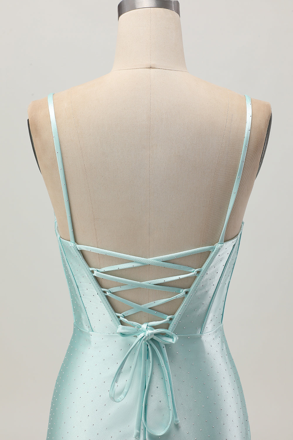 Light Green Bodycon Corset Cut Out Beaded Short Cocktail Dress
