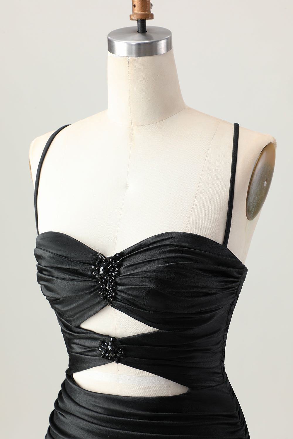 Dark Khaki Ruched Cut-Out Tight Mini Cocktail Dress with Lace Up Back