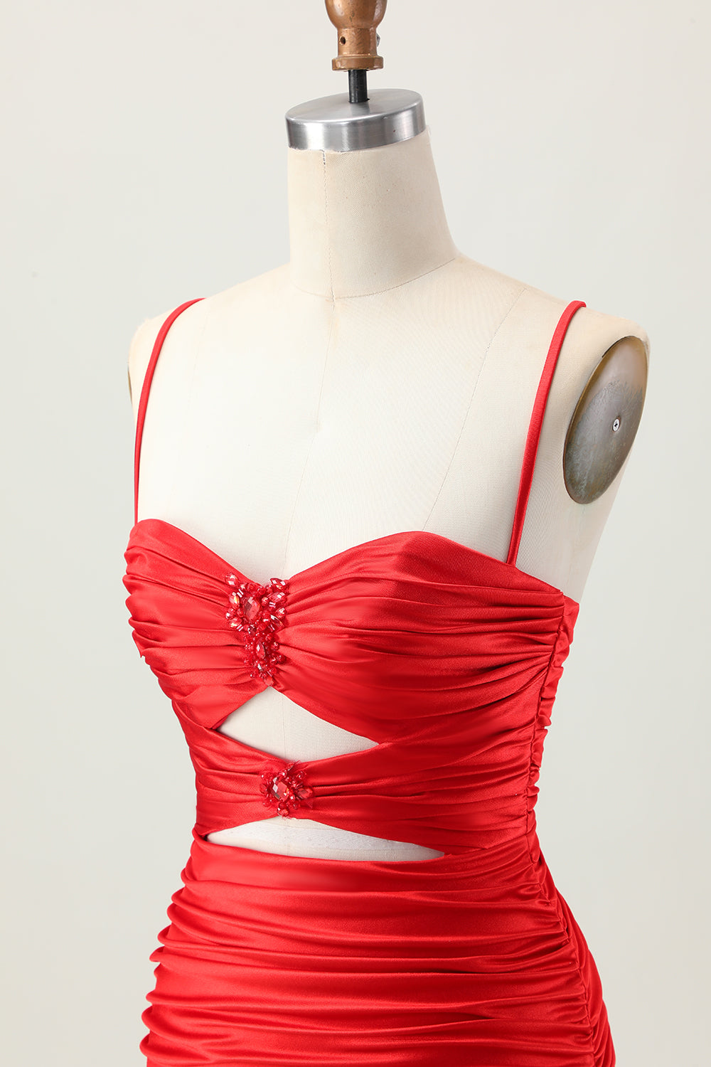 Dark Khaki Ruched Cut-Out Tight Mini Cocktail Dress with Lace Up Back