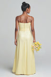 Daffodil Satin Spaghetti Straps Long Junior Bridesmaid Dress