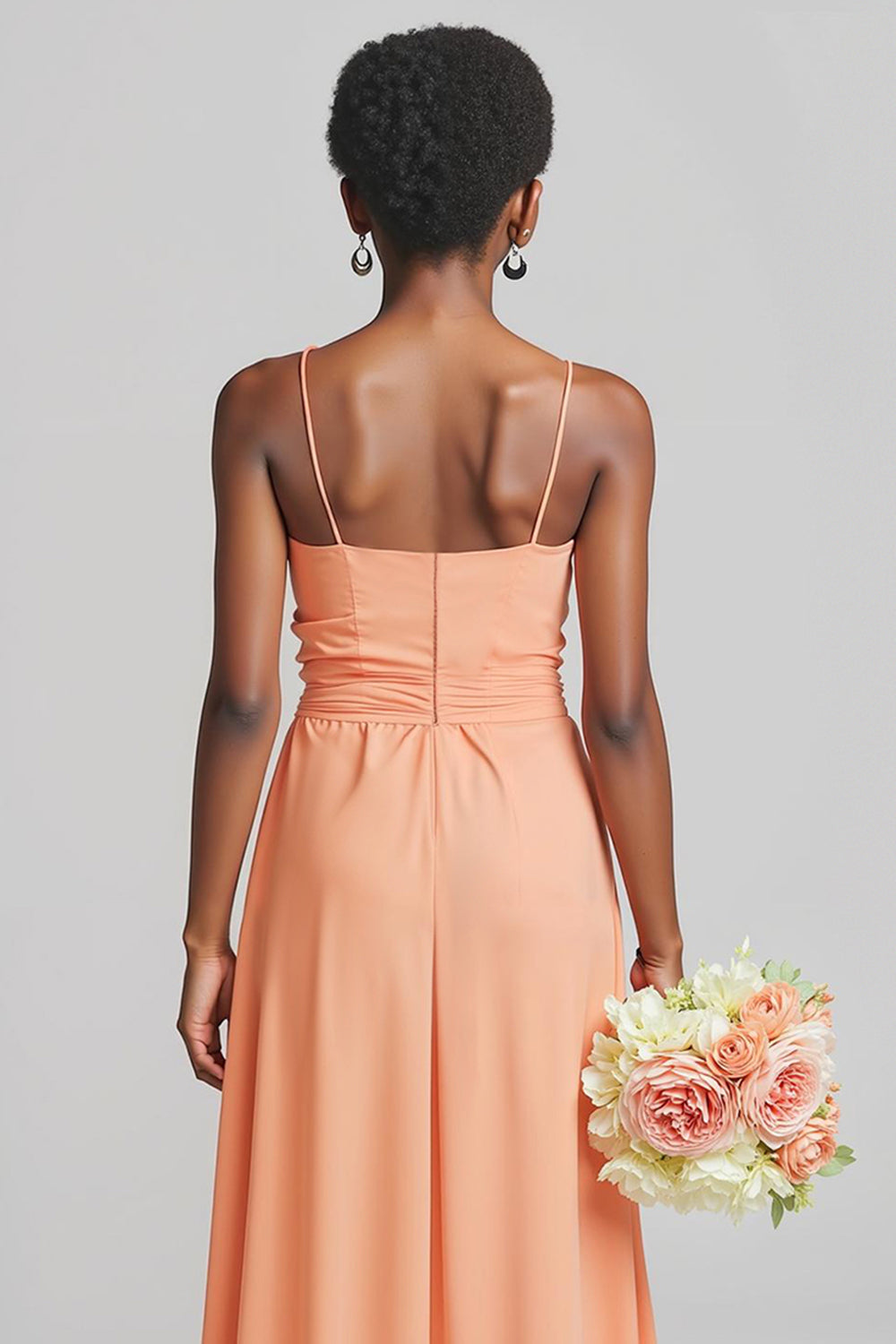 Sunset Sheath Chiffon Spaghetti Straps Long Junior Bridesmaid Dress