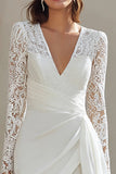 Ivory Bodycon V-Neck Lace Appliqued Mini Engagement Dress