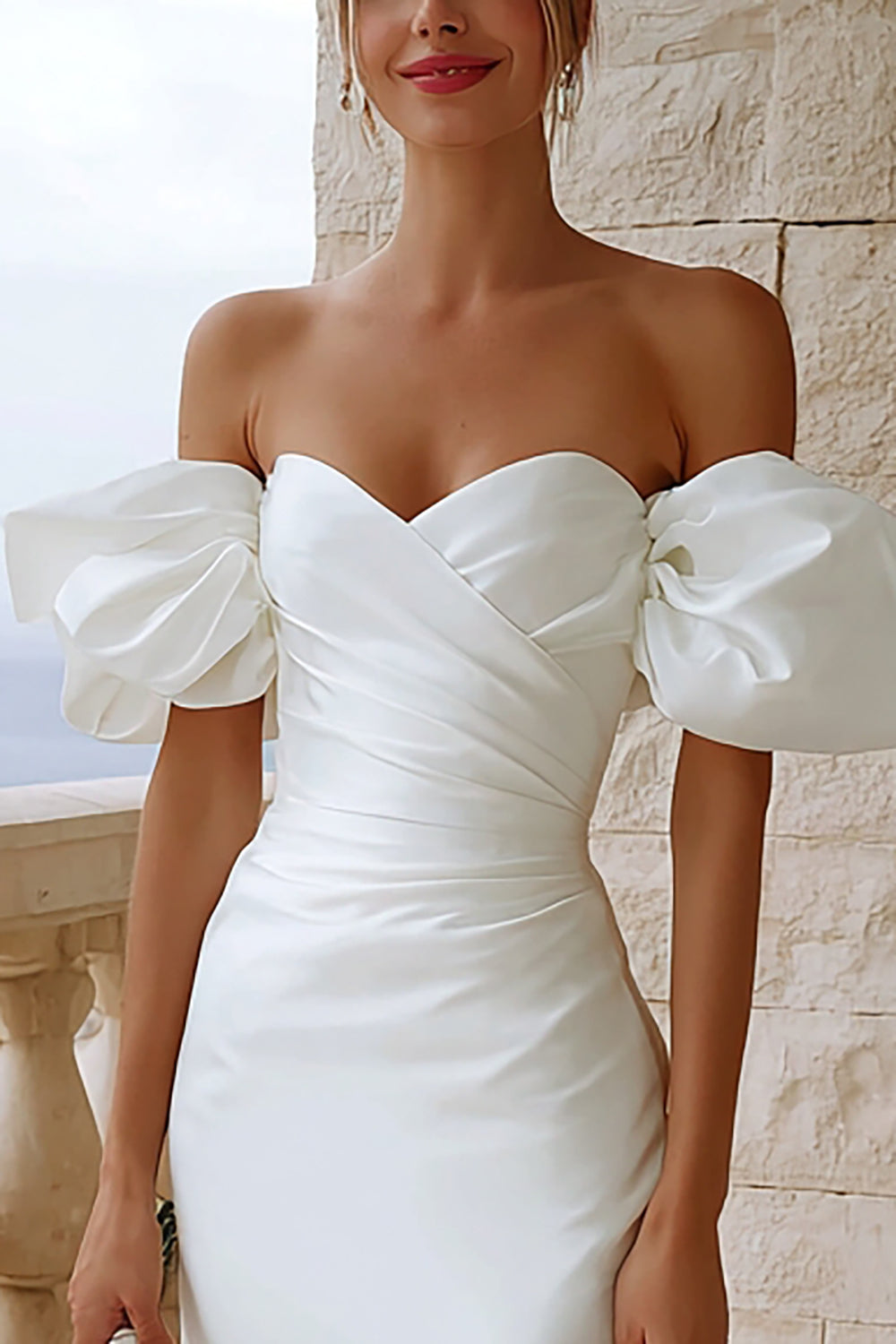 Ivory Bodycon Sweetheart Neck Mini Engagement Dress