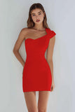 Simple One Shoulder Bodycon Little White Dress