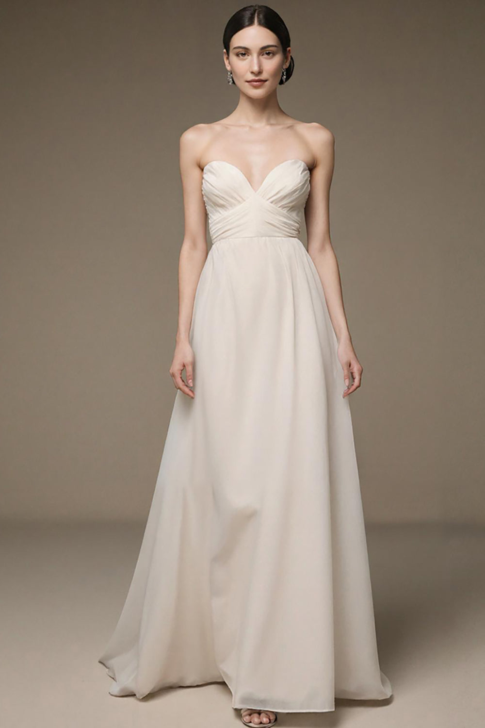 Strapless A Line Ivory Long Evening Dress