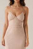 Apricot Spaghetti Straps Sheath Long Evening Dress