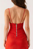 Burunt Orange Spaghetti Straps A Line Evening Dress