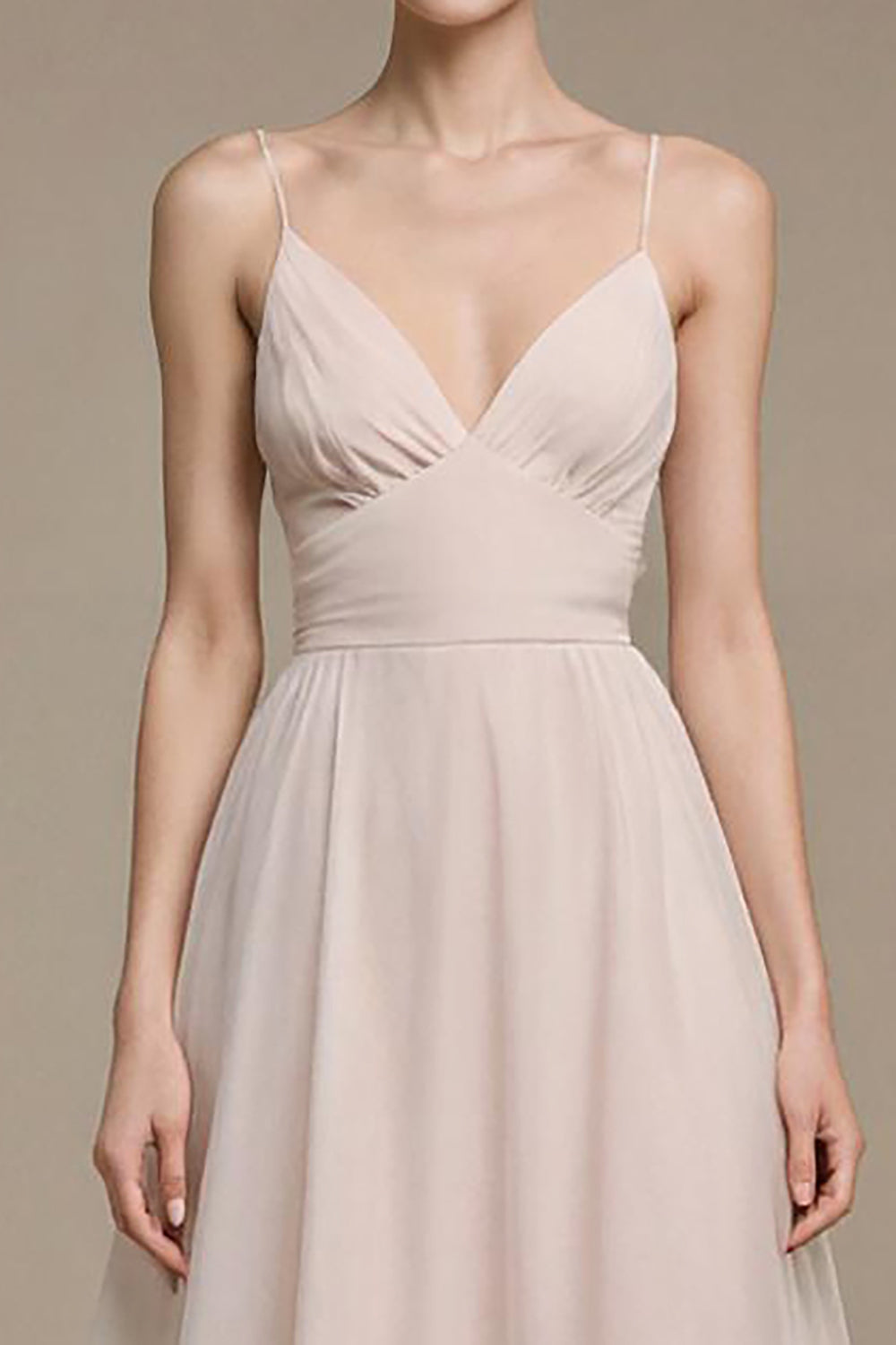 Simple Light Pink Long Prom Dress Spaghetti Straps A Line Formal Dress