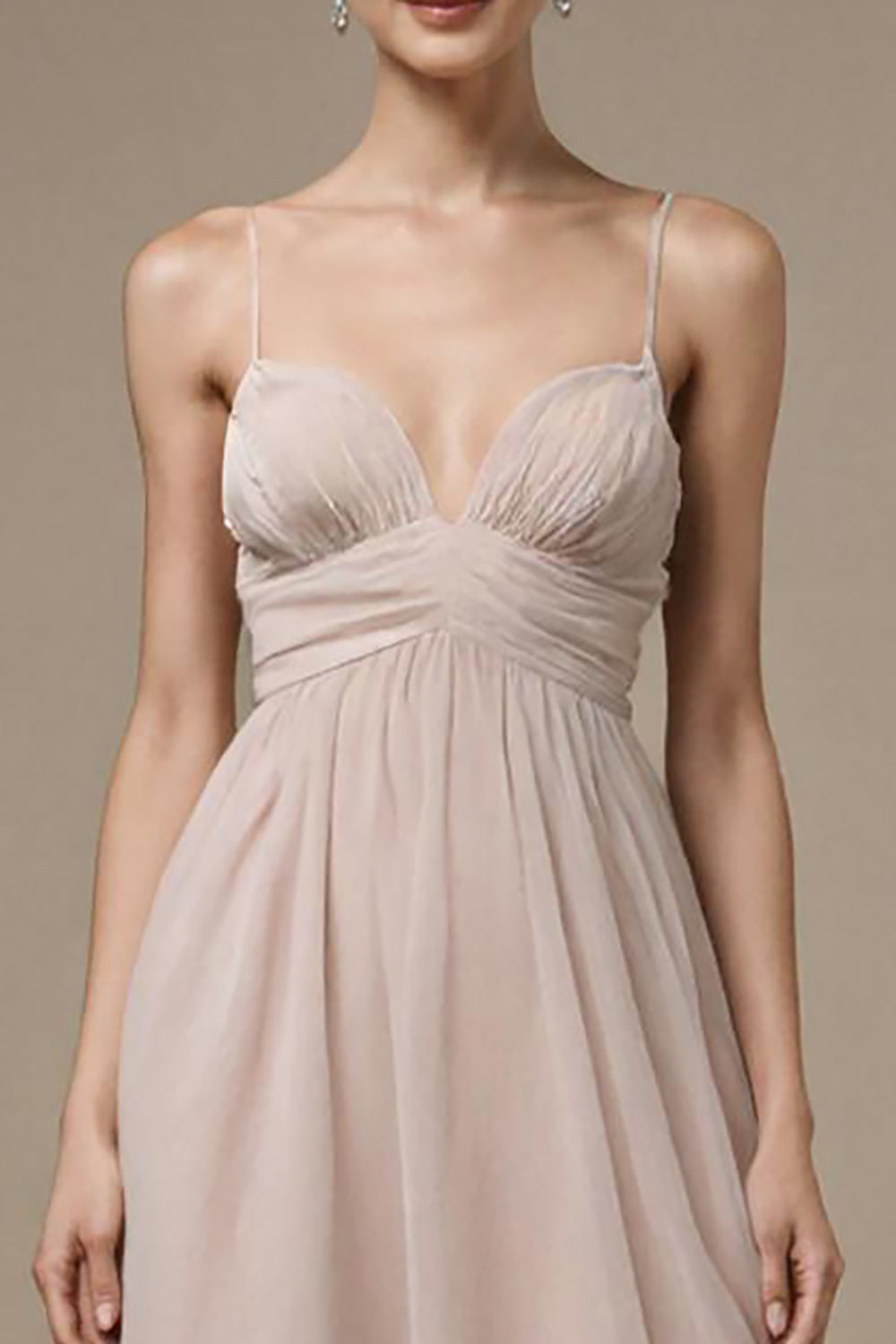 Light Pink A Line Spaghetti Straps Long Formal Dress