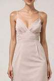 Light Pink Sheath Spaghetti Straps Long Formal Dress