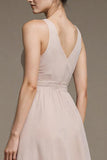 Ivory V-Neck A Line Long Formal Dress