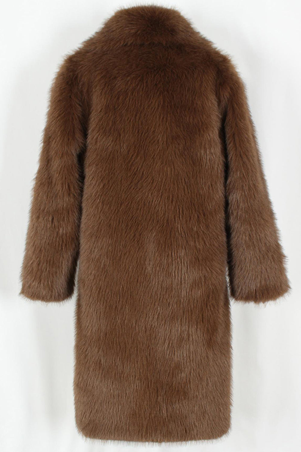 Brown Fluffy Faux Fur Lapel Collar Long Winter Men's Coat