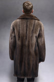 Camel Notched Lapel Thick Faux Fur Long Men's Coat