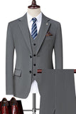 Black Singel Breasted Notched Lapel 3-Piece Men Suits
