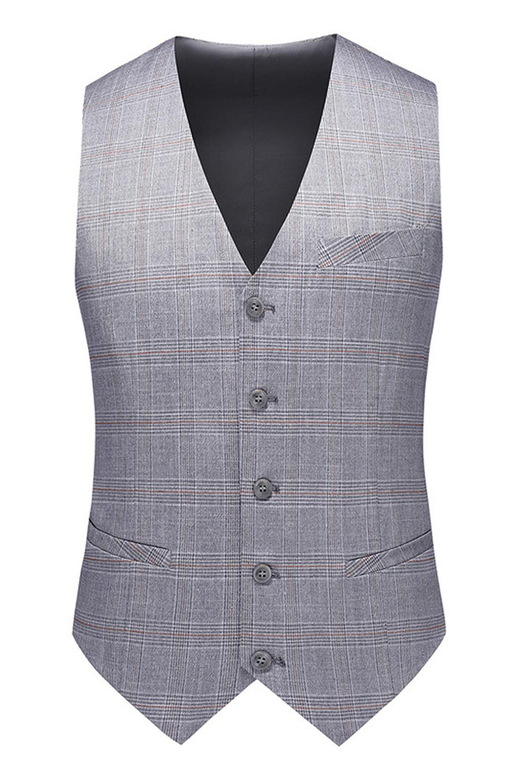 Grey 3 Piece Notched Lapel Single Breasted Men Suits