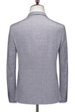 Grey Plaid Notched Lapel 3 Pieces Men's Formal Suits