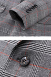 Men's Grey Plaid Peak Lapel 3 Pieces Prom Suits