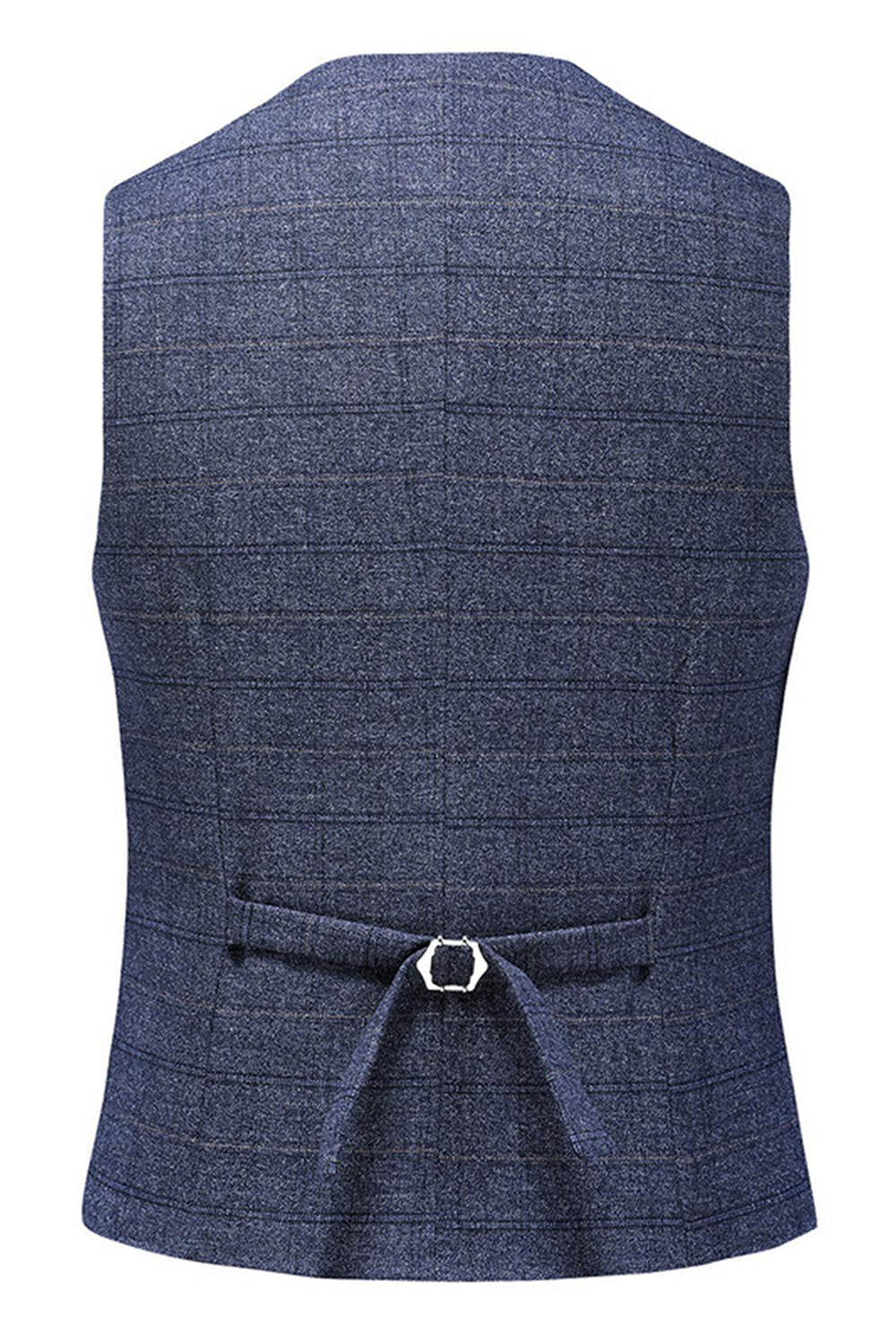 Men's Dark Blue Plaid Notched Lapel 3 Pieces Prom Suits