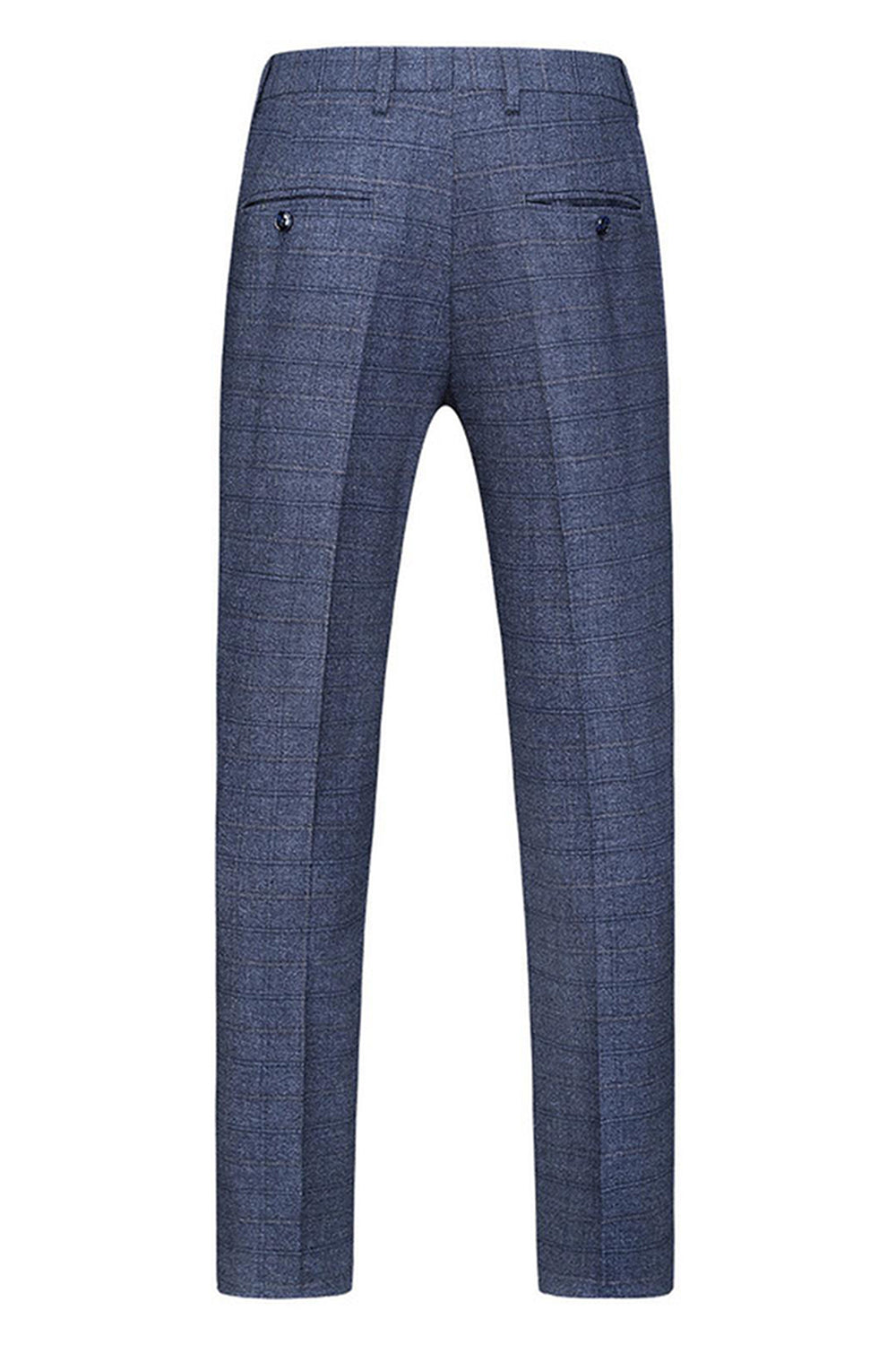 Men's Dark Blue Plaid Notched Lapel 3 Pieces Prom Suits