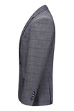 Men's Dark Blue Plaid Notched Lapel 3 Pieces Prom Suits