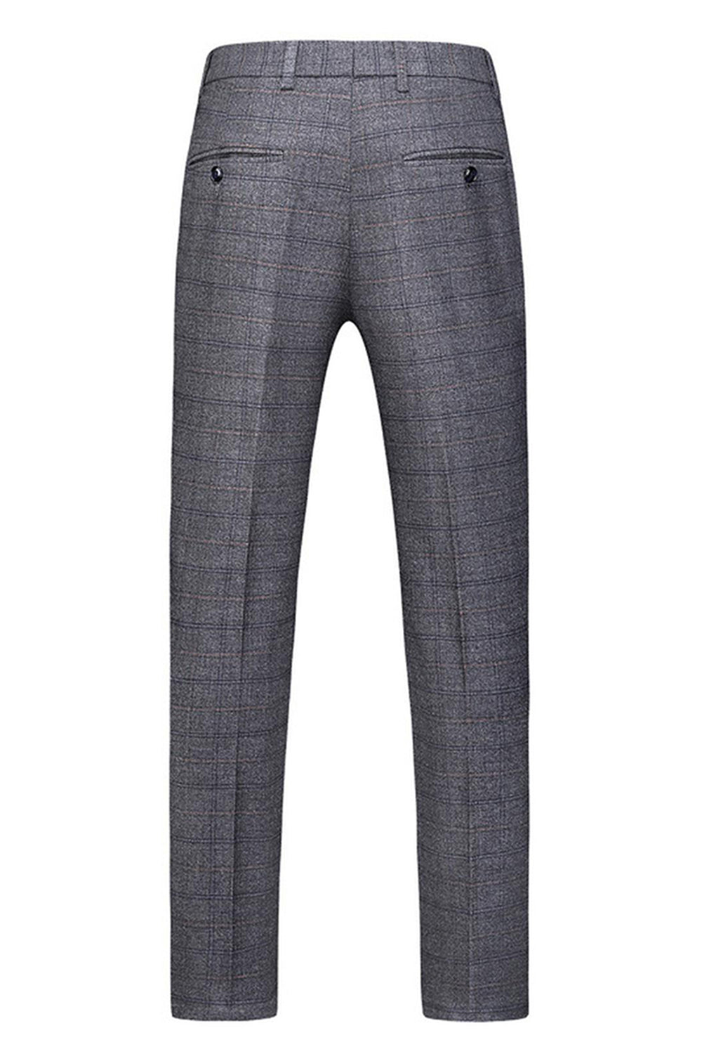 Men's Dark Blue Plaid Notched Lapel 3 Pieces Prom Suits