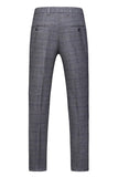 Men's Dark Blue Plaid Notched Lapel 3 Pieces Prom Suits