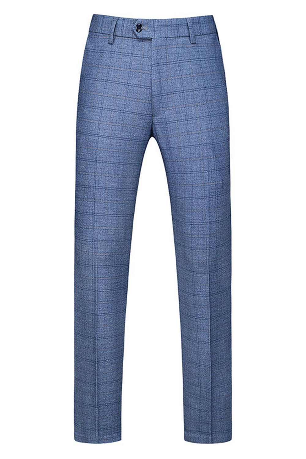 Men's Dark Blue Plaid Notched Lapel 3 Pieces Prom Suits