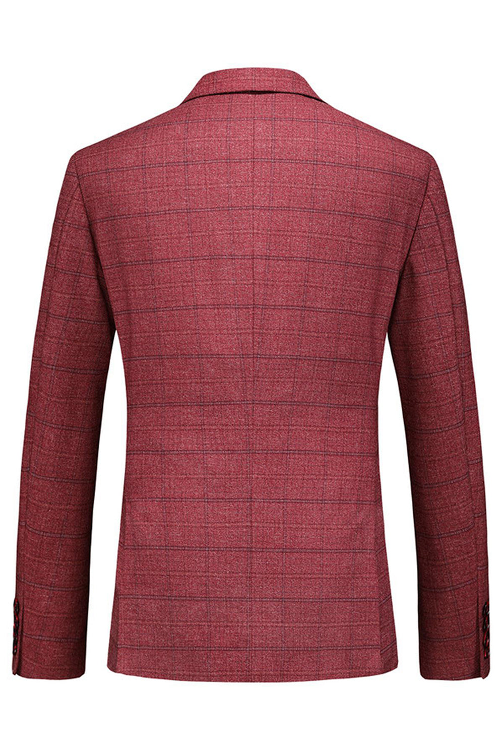 Men's Dark Blue Plaid Notched Lapel 3 Pieces Prom Suits