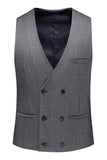 Men's Grey Plaid Peak Lapel 3 Pieces Formal Suits