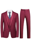 Men's Violet Single Breasted Notched Lapel 3 Pieces Prom Suits
