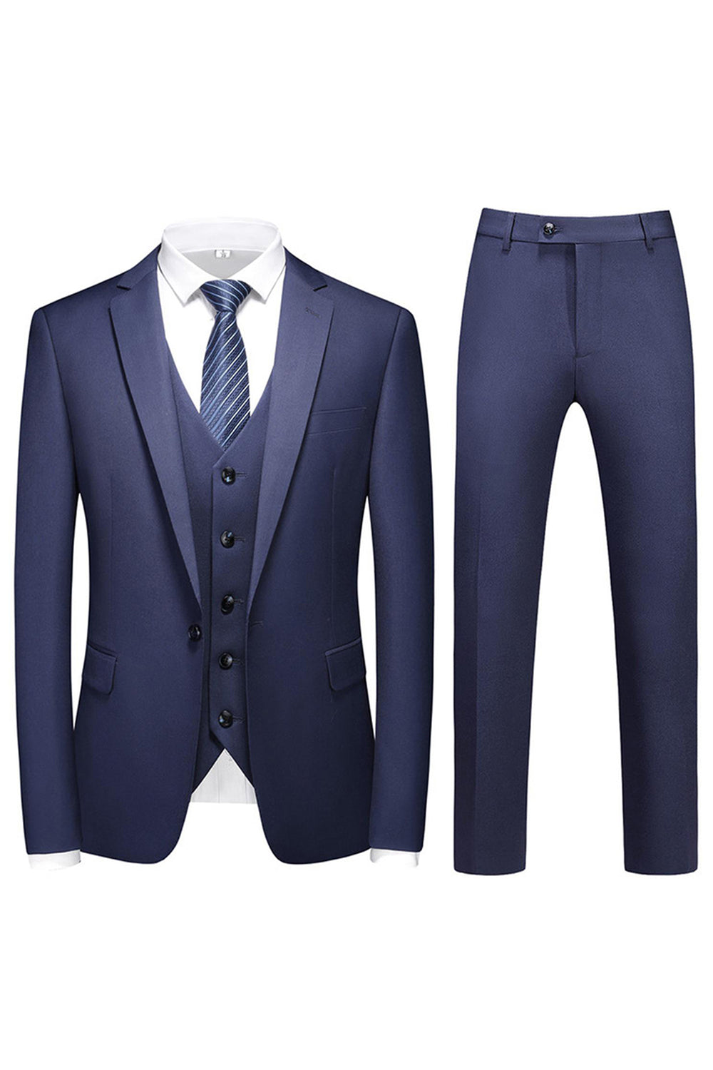 Men's Violet Single Breasted Notched Lapel 3 Pieces Prom Suits