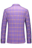 Men's Violet Striped Notched Lapel 3 Pieces Prom Suits